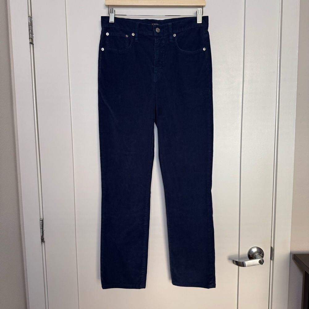 J Crew Pants Womens Sz 28 Tall Blue Corduroy Straight Leg Stretch Preppy Casual
